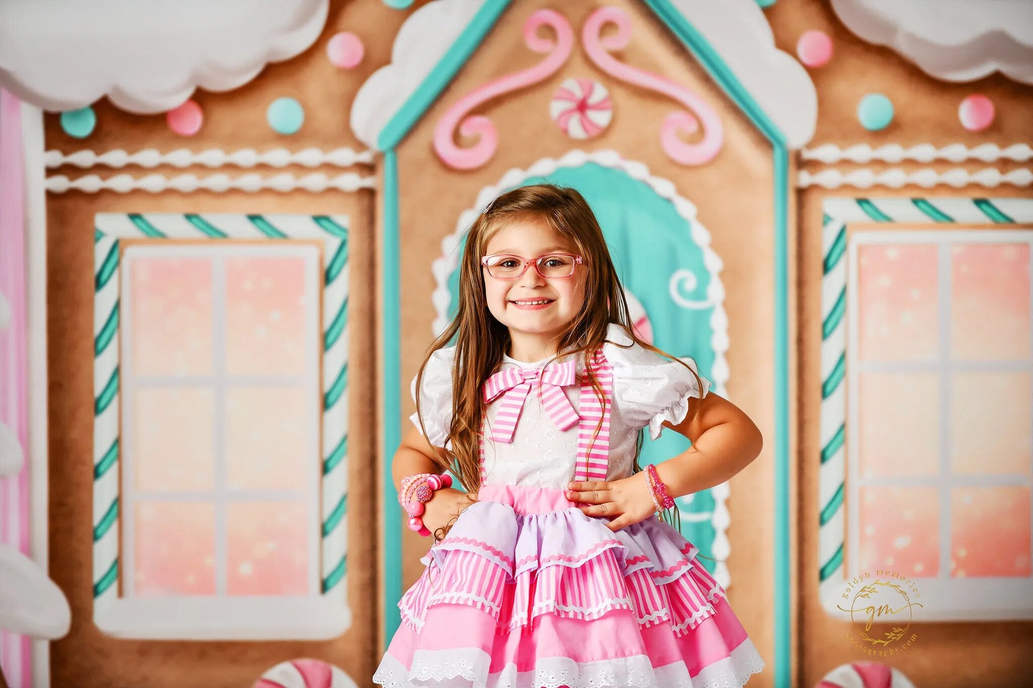 Pink Peppermint Gingerbread House Backdrops Kids Adult Photogrpahy Child Baby Photocall Props Winter Christmas Background