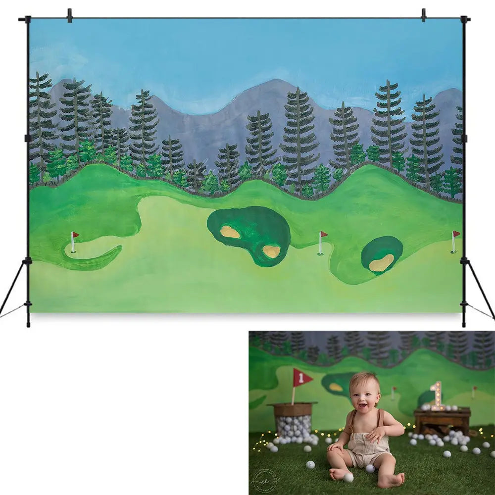 Tee Time Photography Backdrop Golf Course Kids Baby Cake Smash Photocall Decors Child Boys Adult Sports Studio Backgrounds