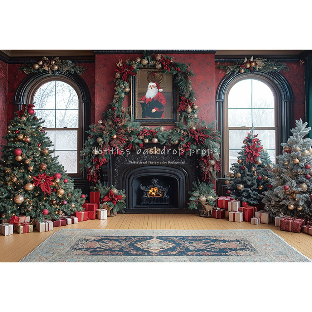 Santa Fireplace Living Room Backdrops Kids Adult Photography Child Baby Photocall Retro Castle Christmas Backgrounds