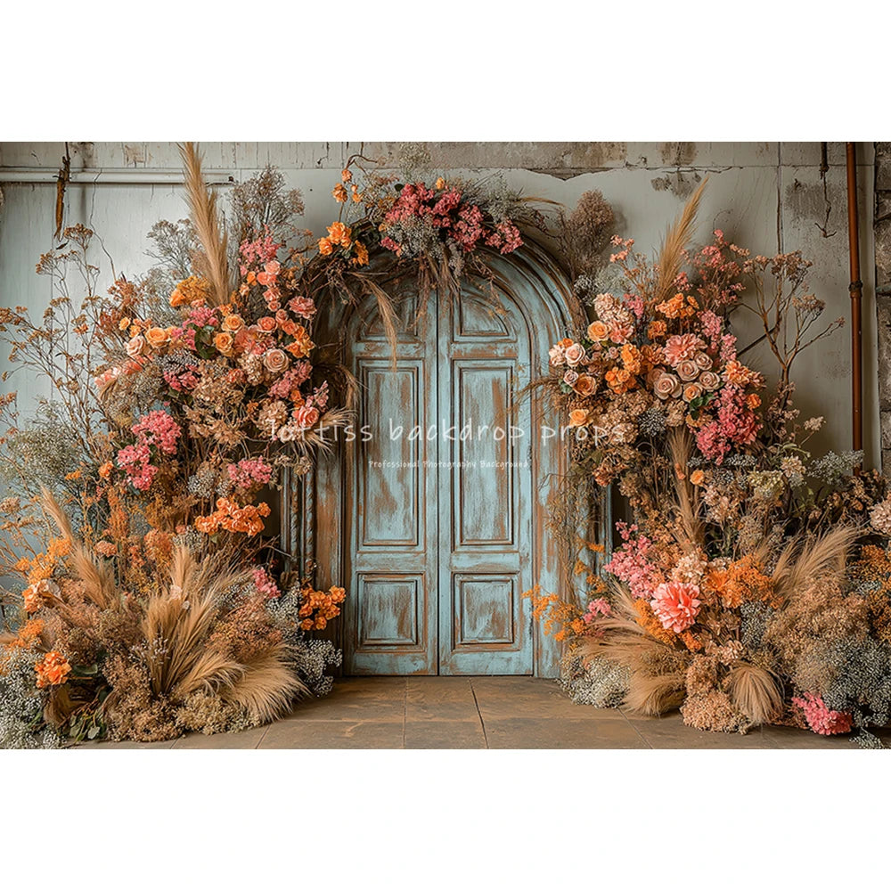 Garden Wooden Doors Backdrops Kids Baby Photography Child Cake Smash Woman Photocall Decors Spring Backgrounds