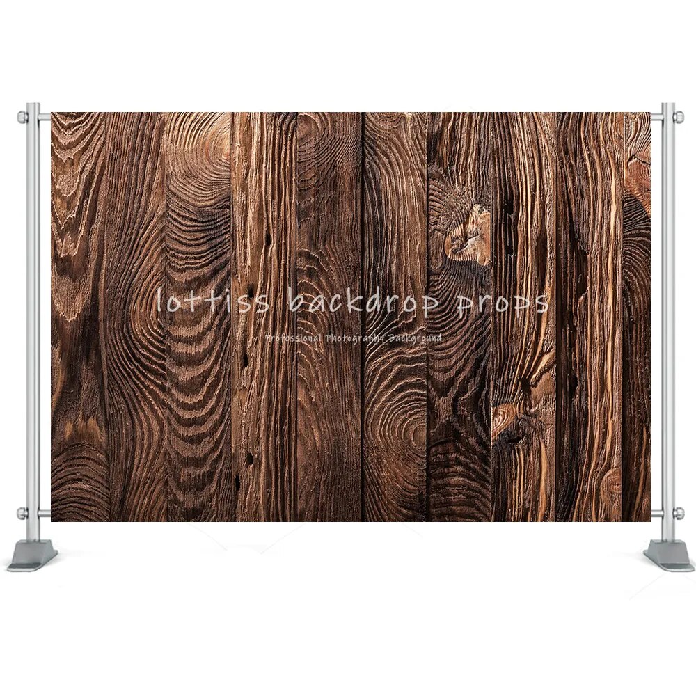 Dark Brown Wood Board Background Series-One For Photography Baby Birthday Party Kids Portrait Rustic Planks Backdrop Cloth