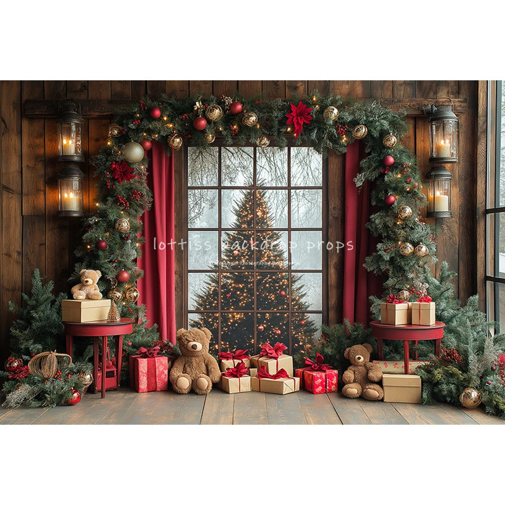 Christmas Trees Room Backdrops Kids Family Photography Child Adult Photocall Winter Fireplace Retro Cottage Backgrounds