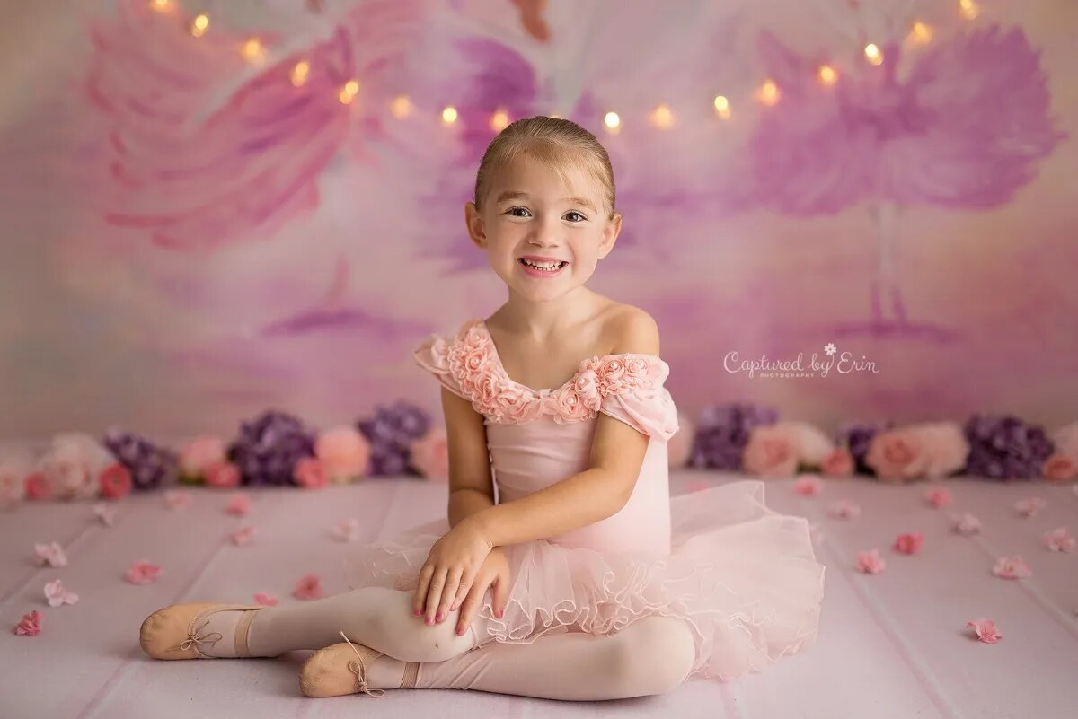 Ballerina Girl Photogrphy Backdrops Child Birthday Cakesmash Photocall Props Baby Kids Ballet Dancing Portrait Background