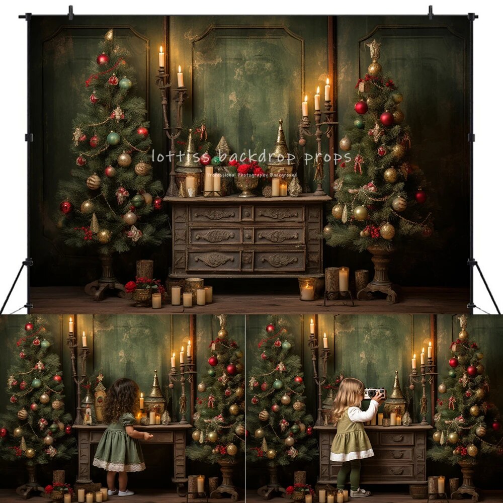 Christmas Fireplace Backdrops Kids Adult Photography Props Child Baby Photocall Decors Xmas Trees Gifts Box Festival Background