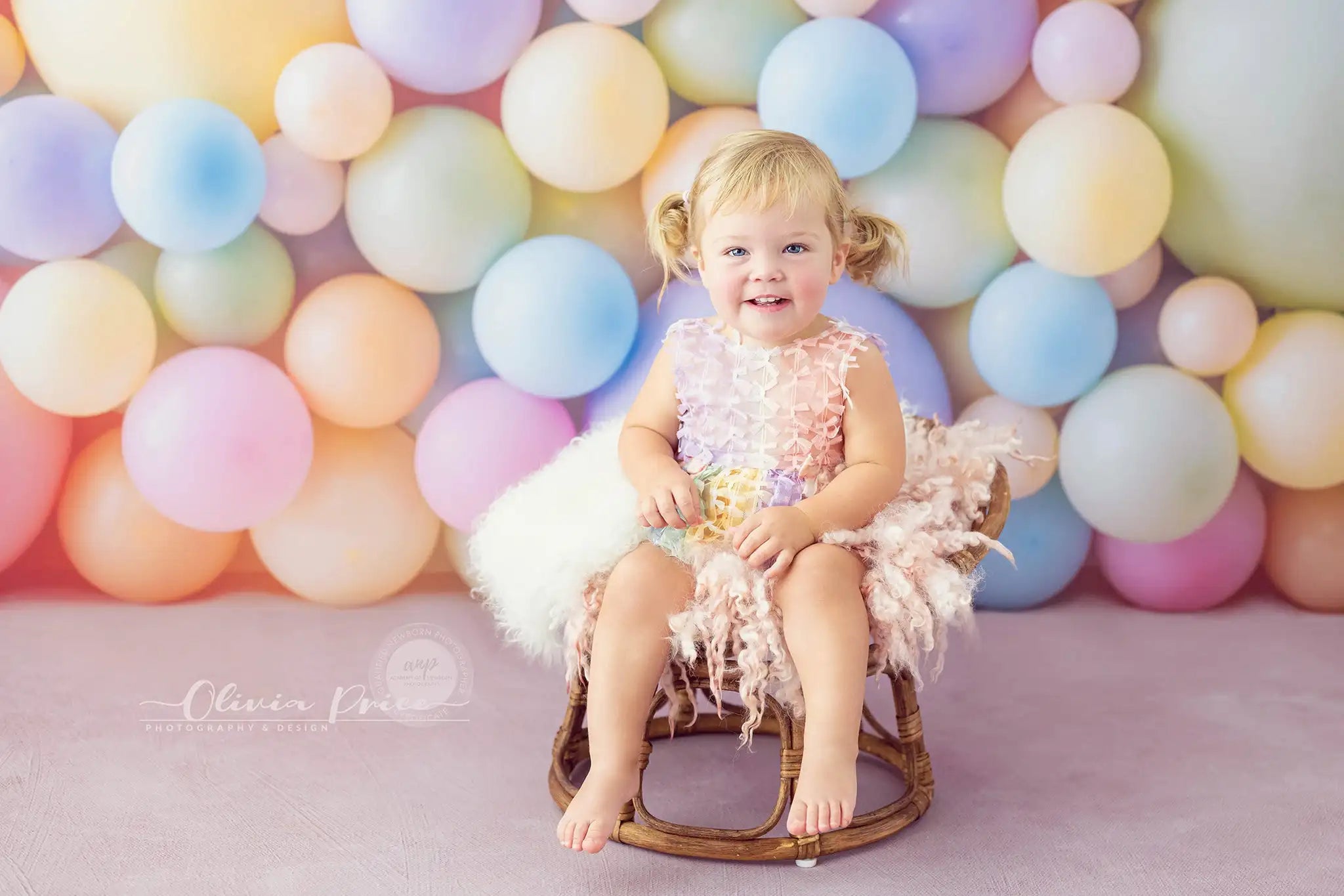 Rainbow Balloons Backdrop Kids Baby Cake Smash Photography Props Floral Child Girls Adult Birthday Studio Backgrounds