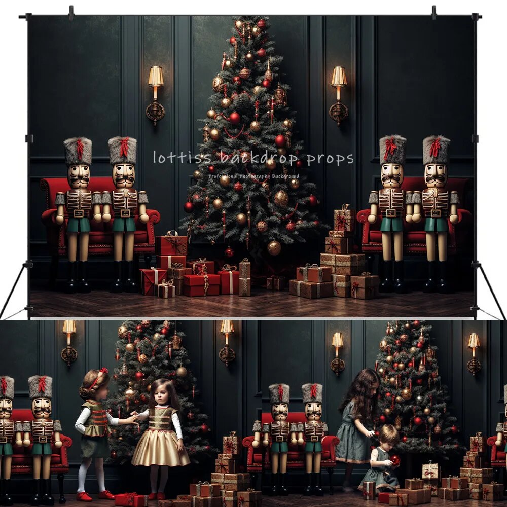 Christmas Streets House Front Backdrops Kids Baby Photography Props Child Adult Photocall Classic Xmas Fireplace Background