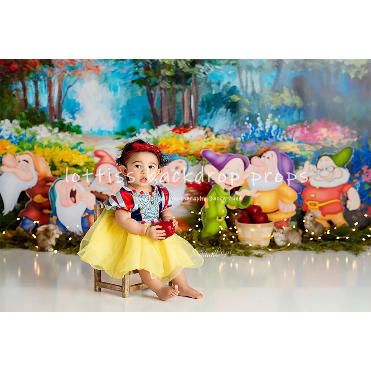 Seven Dwarves Birthday Backdrop  Kids Girl Baby Shower Party Photography Princess Children Background Photostudio Props