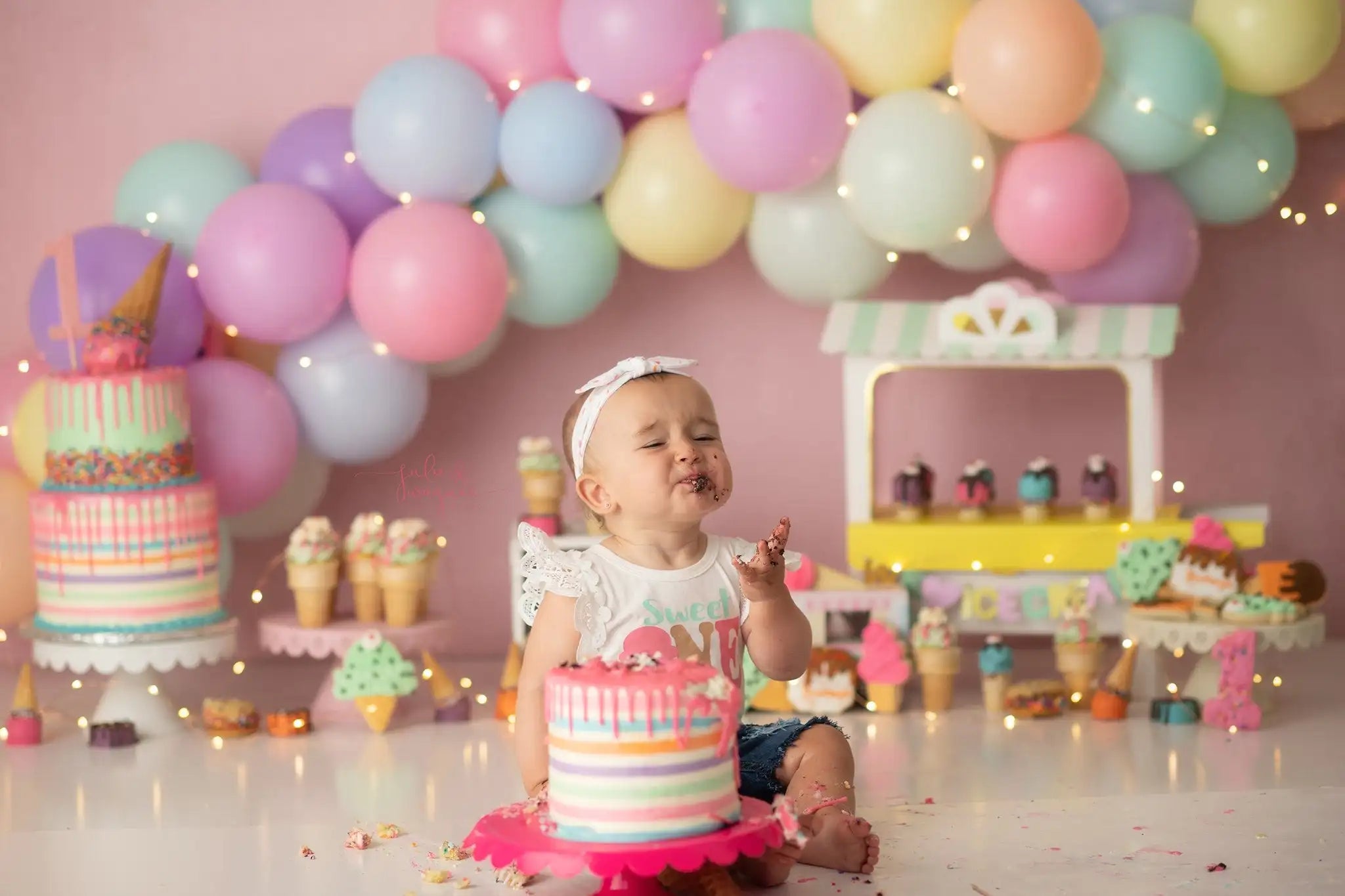 Candy Balloons Backdrops Kids Baby Photography Props Girl Child 1st Birthday Cake Smash Backgrounds