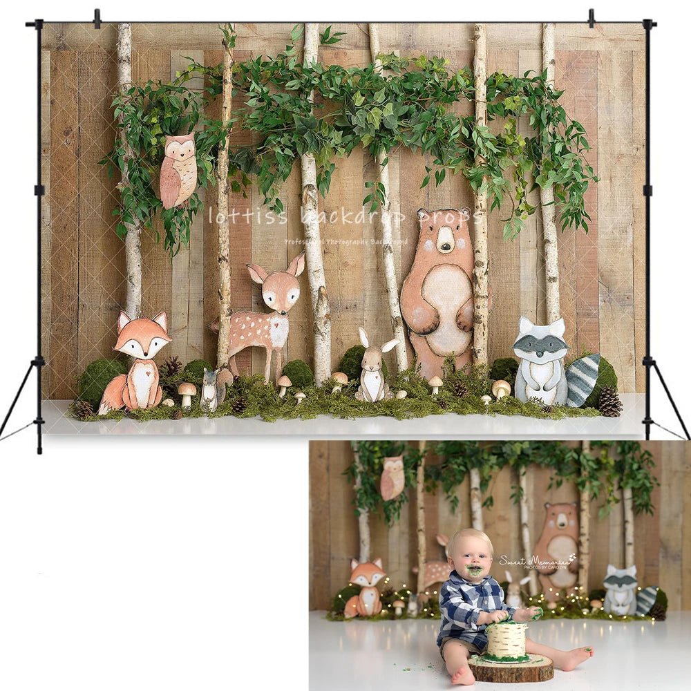 Jungle Woodland Backdrops Kids Baby Cake Smash Photography Props Child Adult Photocall Decors Forest Camping Backgrounds