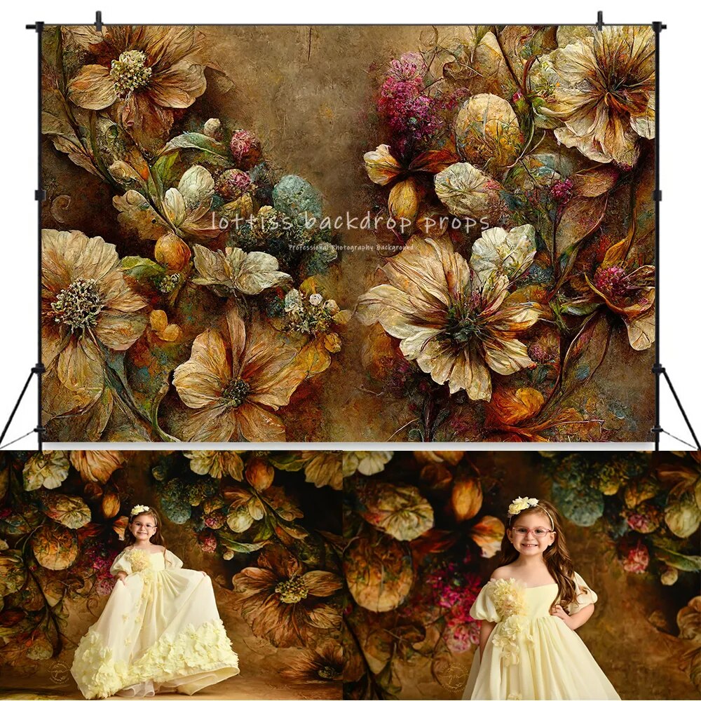 Floral Portrait Photography Backdrops Adult Kids Prengnat Photocall Props Garden Flower Background Baby Birthday Photostudio