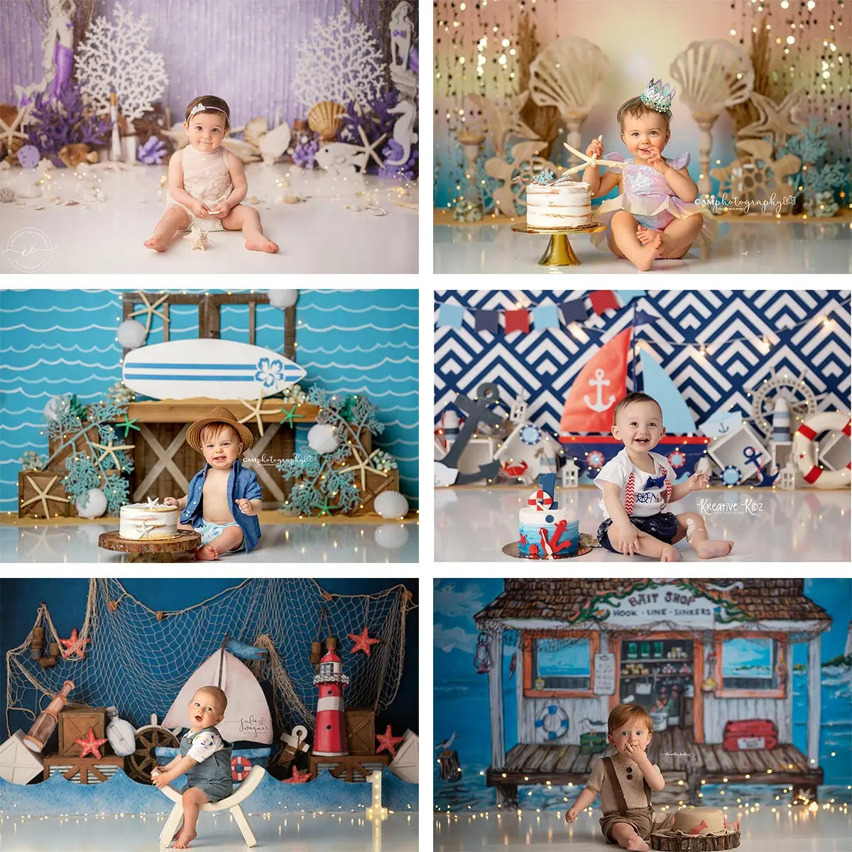 Smooth Sailing Backdrop Underwater Kids Baby Cake Smash Photography Props Boat House Child Adult Birthday Studio Backgrounds