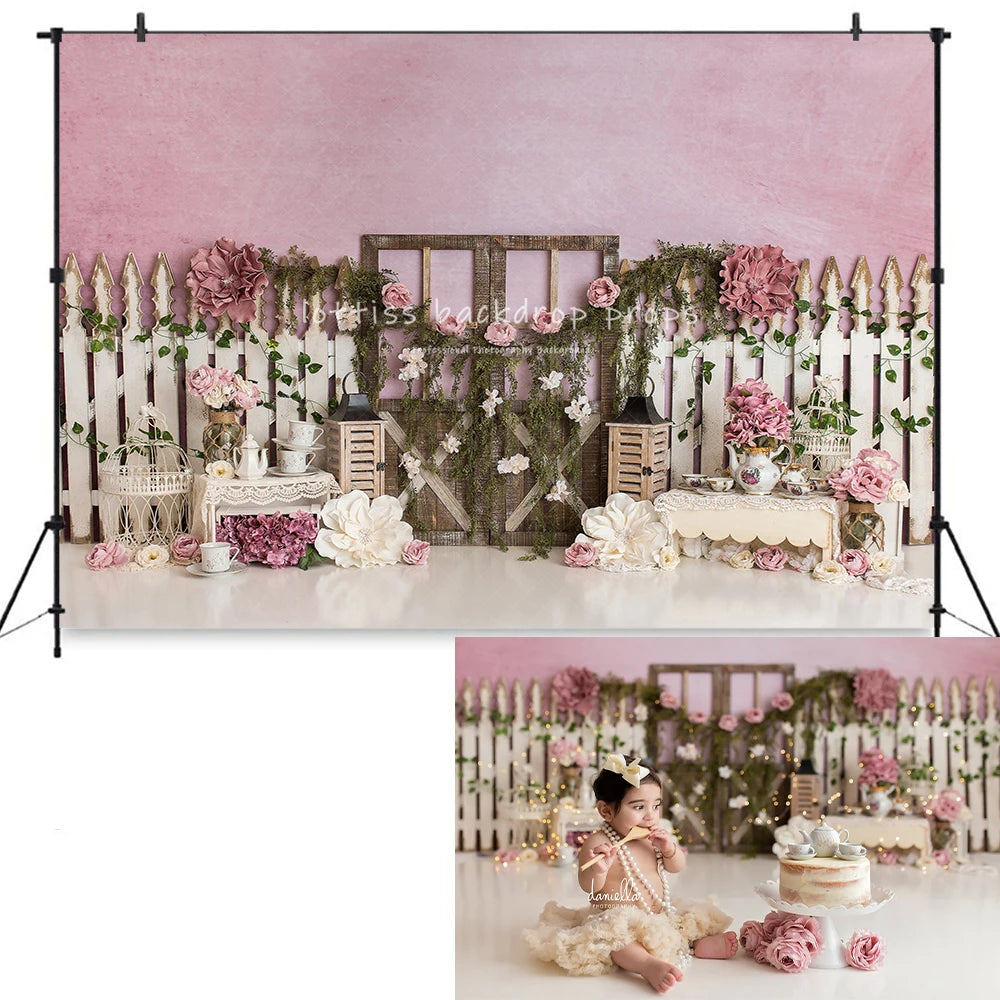 Green Room Nook Spring Backdrops Kids Girl Photography Child Adult Photocall Child Adult Photocall Flower Bloom Backgrounds