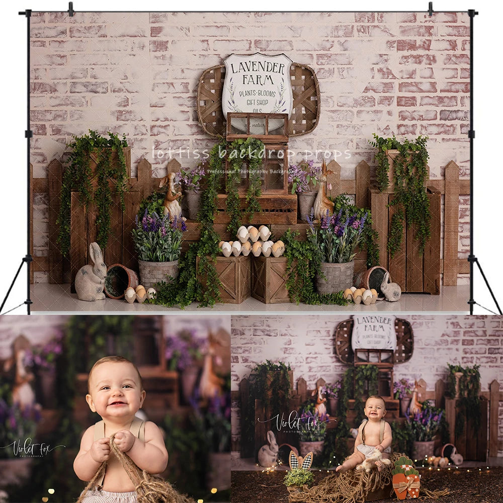 Spring Bunny Garden Backdrops Kids Baby Photography Props Child Adult Photocall Decors Floral Plants Windows Backgrounds