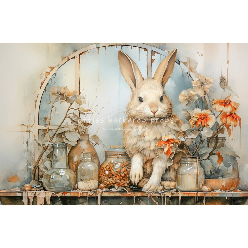 Easter Bunny Backdrops Kids Baby Photography Child Adult Photocall Reteo Wall Floral Vase Photocall Spring Flower Backgrounds