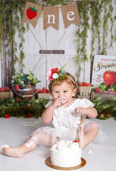 Strawberry Picking Backdrops Kids Baby Photography Child Birthday Cake Smash Garden Spring Fruits Photocall Backgrounds