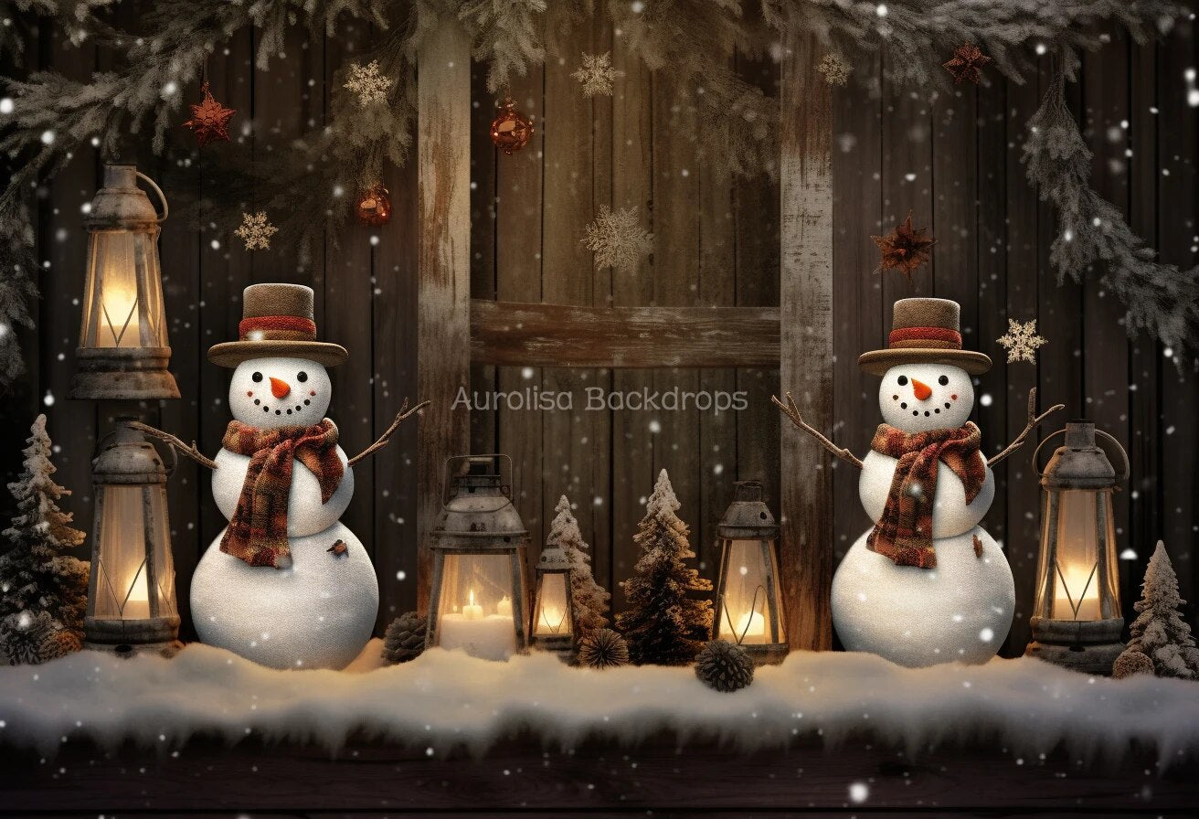 Winter Snowy Forest Backdrops Kids Baby Photography Props Child Adult Photocall Decors Snowman Snowflake Windows Background