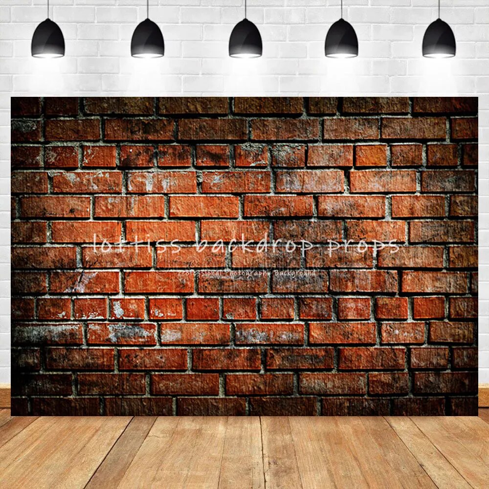 Dark Red Brick Wall Photography Backdrop Old Brown Brick-wall Wallpaper Adult Portrait Baby Child Birthday Decor Background