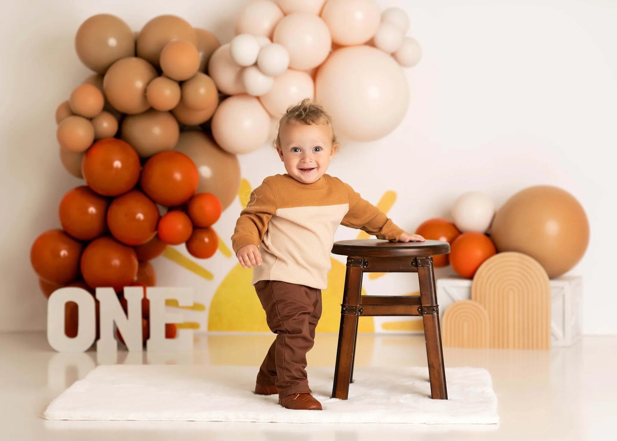 Boho First Trip Around The Sun Backdrops Girl Kids Cake Smash Photography Child Adult Photocall Balloons Decors Backgrond