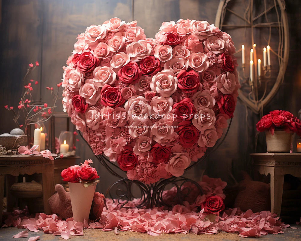 Valentine Candy Store Backdrops Kids Girl Photography Props Child Adult Photocall Decors Pink Rose Heart Backgrounds