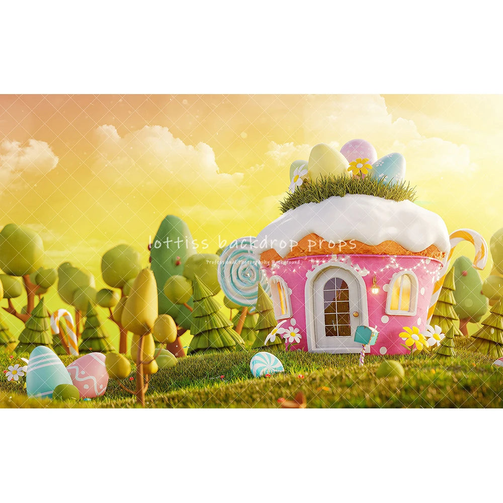 Spring Easter Treats Backdrops Boy Kids Photography Props Child Adult Photocall Decors Cartoon Countryside Scene Backgrounds