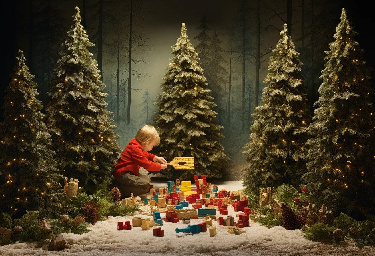 Christmas Tree Forest Scene Backdrops Kids Child Photography Props Child Baby Photocall Decors Xmas Tree Background