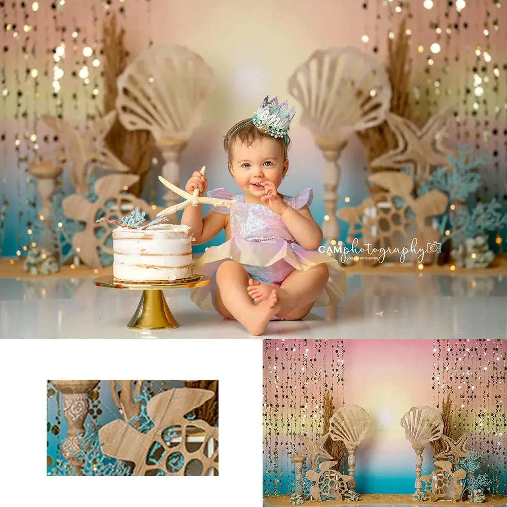 Undersea Beach Backdrop Kids Baby Cake Smash Photography Props Waves Child Girls Adult Birthday Photocall Backgrounds