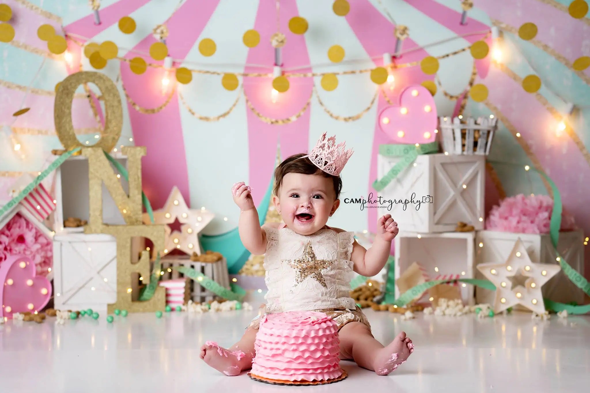 Circus Carnival Glitz Backdrops Kids Adult Photography Props Child Adult Photocall Decors Cake Smash Birthday Backgrounds