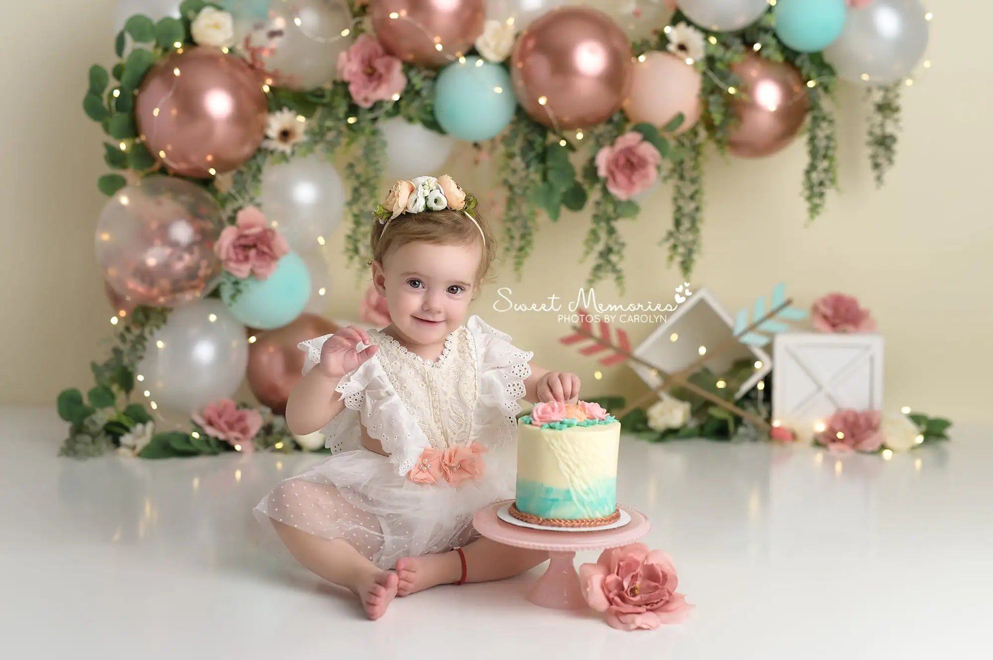 Spring Boho Balloons Backdrop Kids Cake Smash Photography Props Floral Garden Child Baby Birthday Photocall Studio Backgrounds