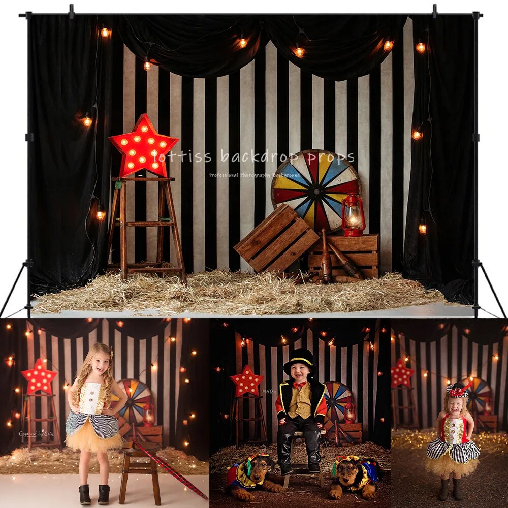 The Greatest Showman Circus Backdrops Kids Baby Photography Props Child Adult Photocall Decors Animals Stage  Background