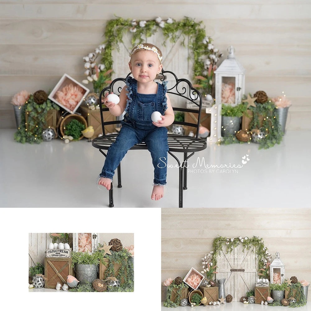 Farm Fresh Easter Backdrops Kids Baby Photography Child Adult Photocall Decors Bunny Eggs Backgrounds