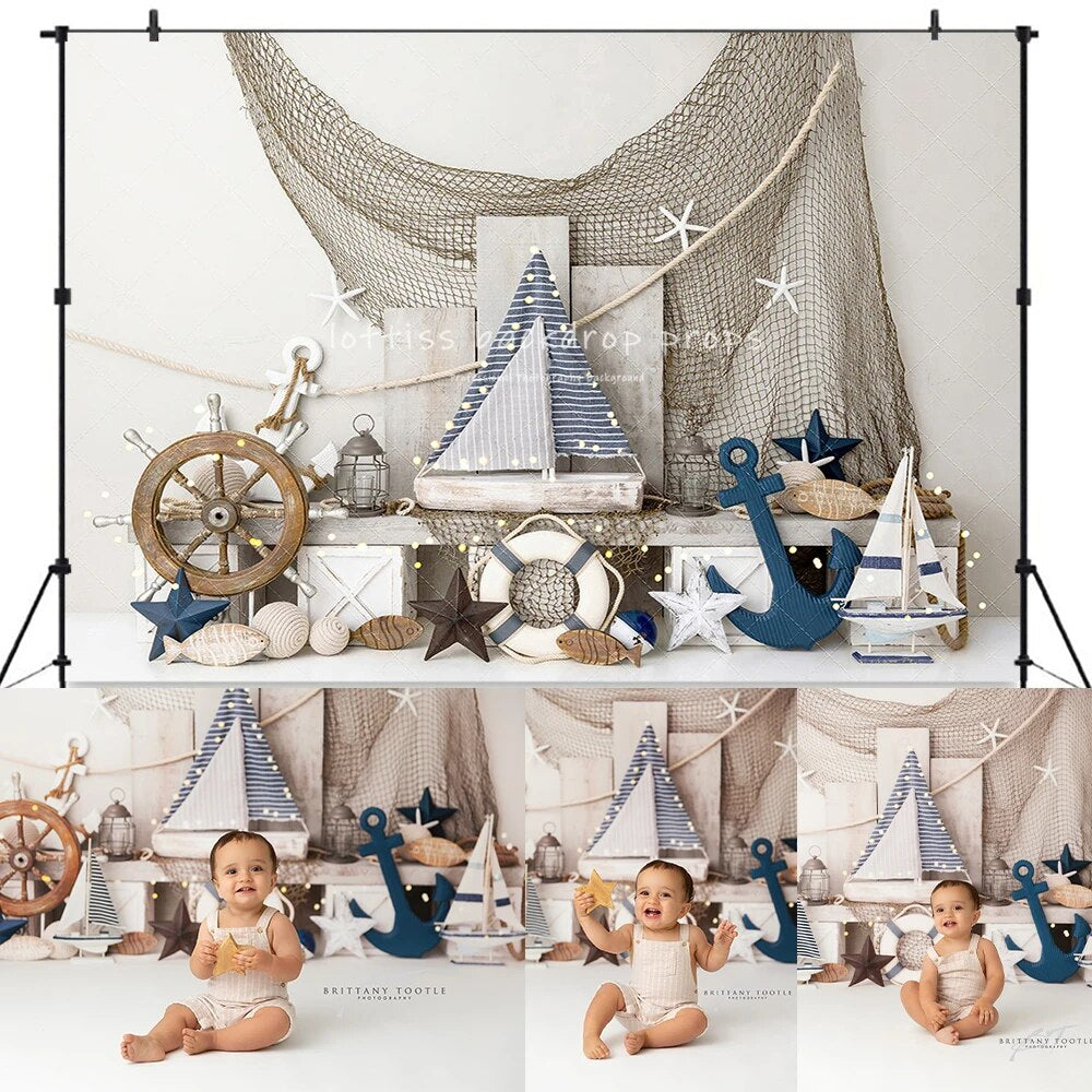 Tiny Traveler Backdrops Kids Baby Cake Smash Birthday Photography Props Child Photocall Travel Adventure Background