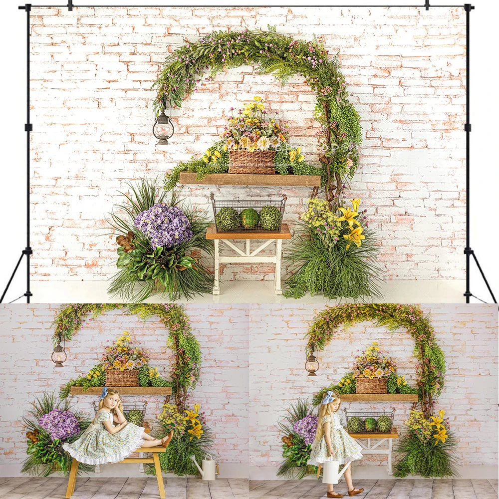 Spring Garden Plant Floral Wall Backdrops Kids Baby Photography Props Child Adult Girl Photocall Flower Decors Background