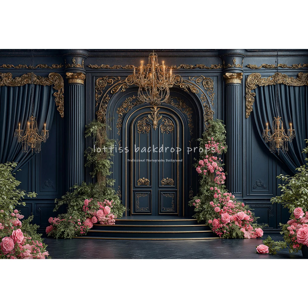 Winter Dark Curtains Backdrops Kids Adult Photography Child Baby Photocall Floral Wall Classic Castle Backgrounds