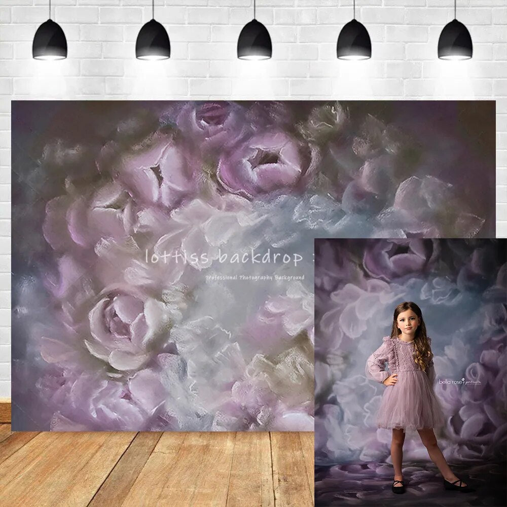 Retro Oil Painting Flowers Backdrop for Portrait Photography Baby Adult Child Photocall Abstract Art Floral Background Props