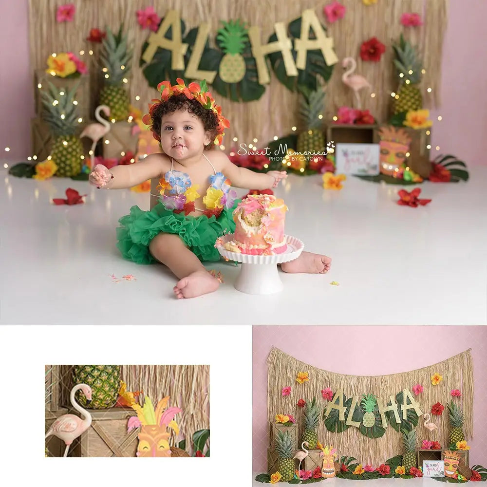 Aloha Island Photography Backdrop Kids Baby Cake Smash Photocall Decors Pineapple Child Girls Adult Birthday Studio Backgrounds