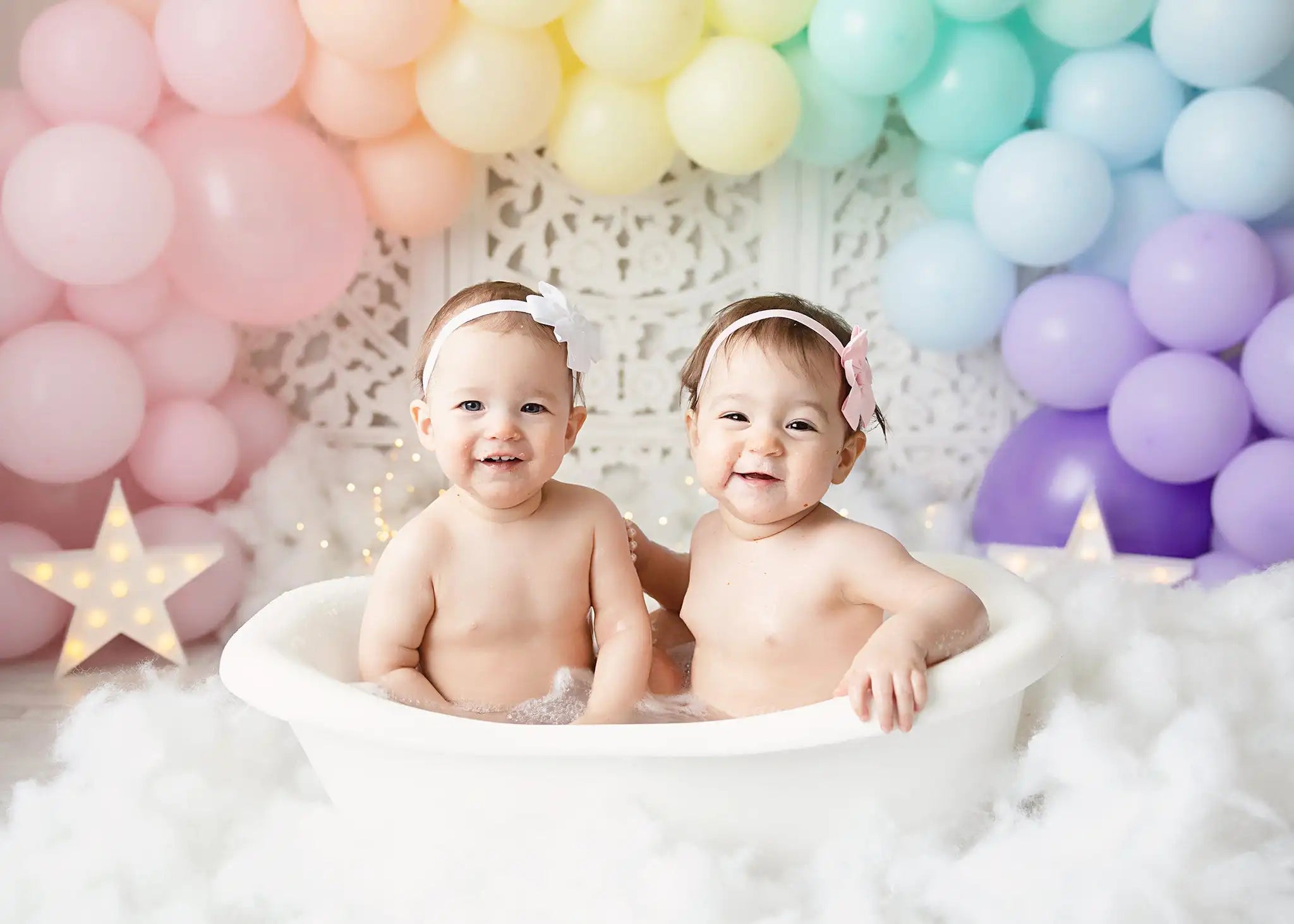 Star Crossed Rainbow Balloons Photography Backdrop Kids Baby Cake Smash Photocall Decors Child Girls Adult Photoshoot Background