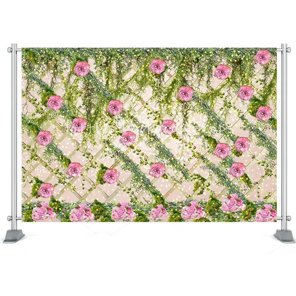 Arrière-plan mural de plantes roses, accessoires de photographie de rencontres d'amour, fleurs, cérémonie d'activité de mariage, arrière-plan d'anniversaire pour enfants de printemps 