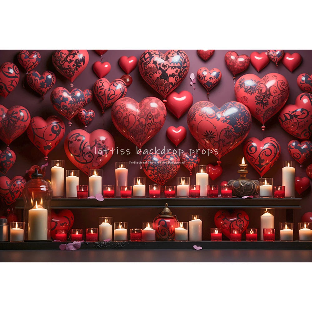 Valentine's Day Rose Floral Backdrops Lover Adult Photography Child Baby Photocall Red Floral Door Heart Balloons Backgrounds