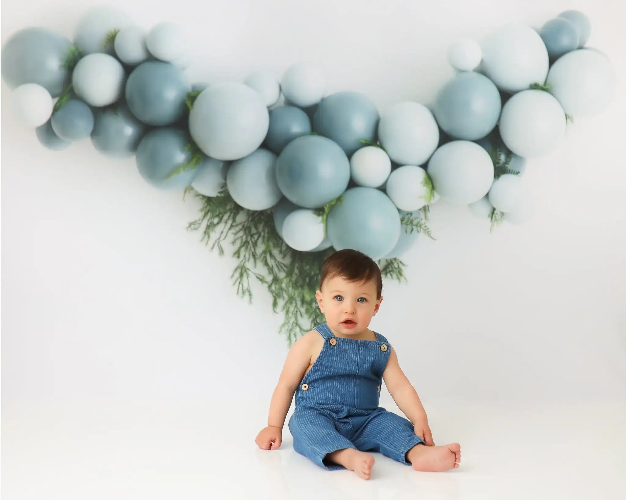 Balloons Leaves Garland Backdrop Kids Child Cake Smash Photography Props Baby 1st Birthday Photocall Decors Studio Backgrounds