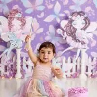 Purple Butterflies and Fairies Backdrops KIds Baby Cake Smash Birthday Photocall Props Child Photography Girl Ballet Background