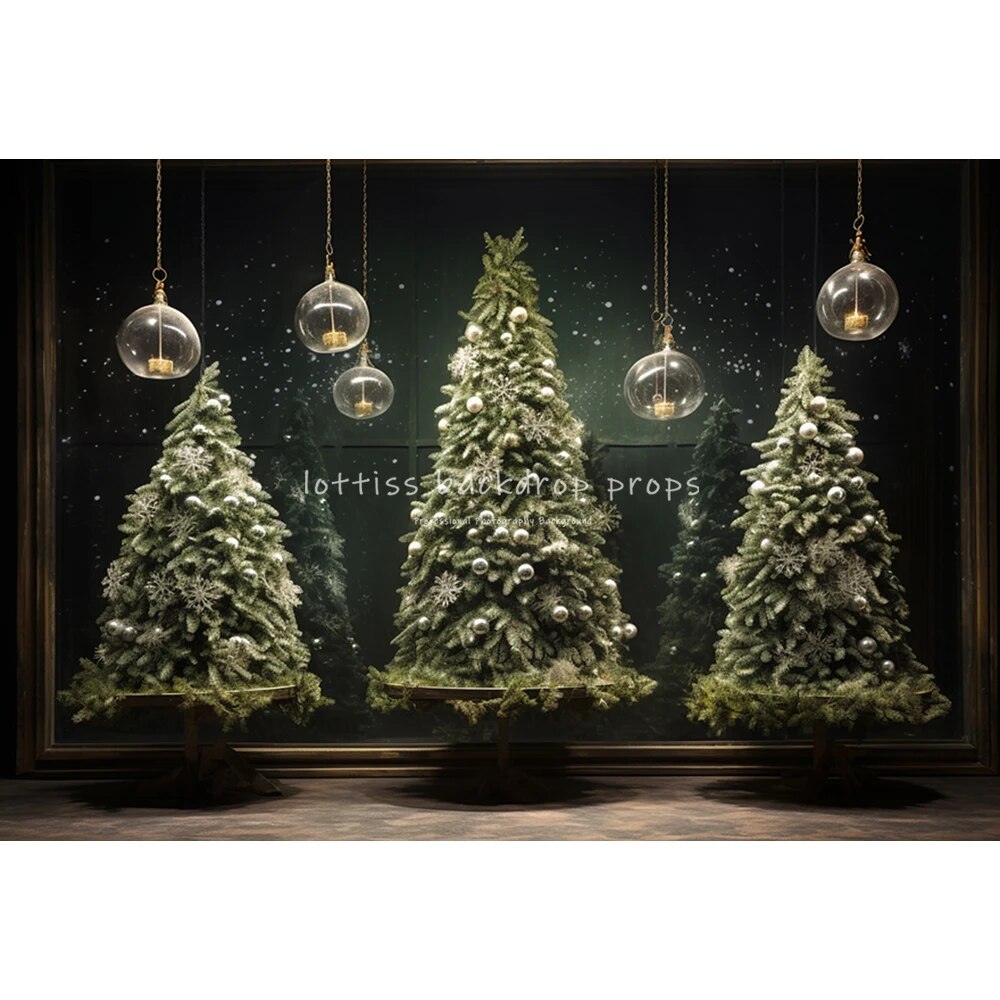 Christmas Tree Forest Scene Backdrops Kids Child Photography Props Child Baby Photocall Decors Xmas Tree Background