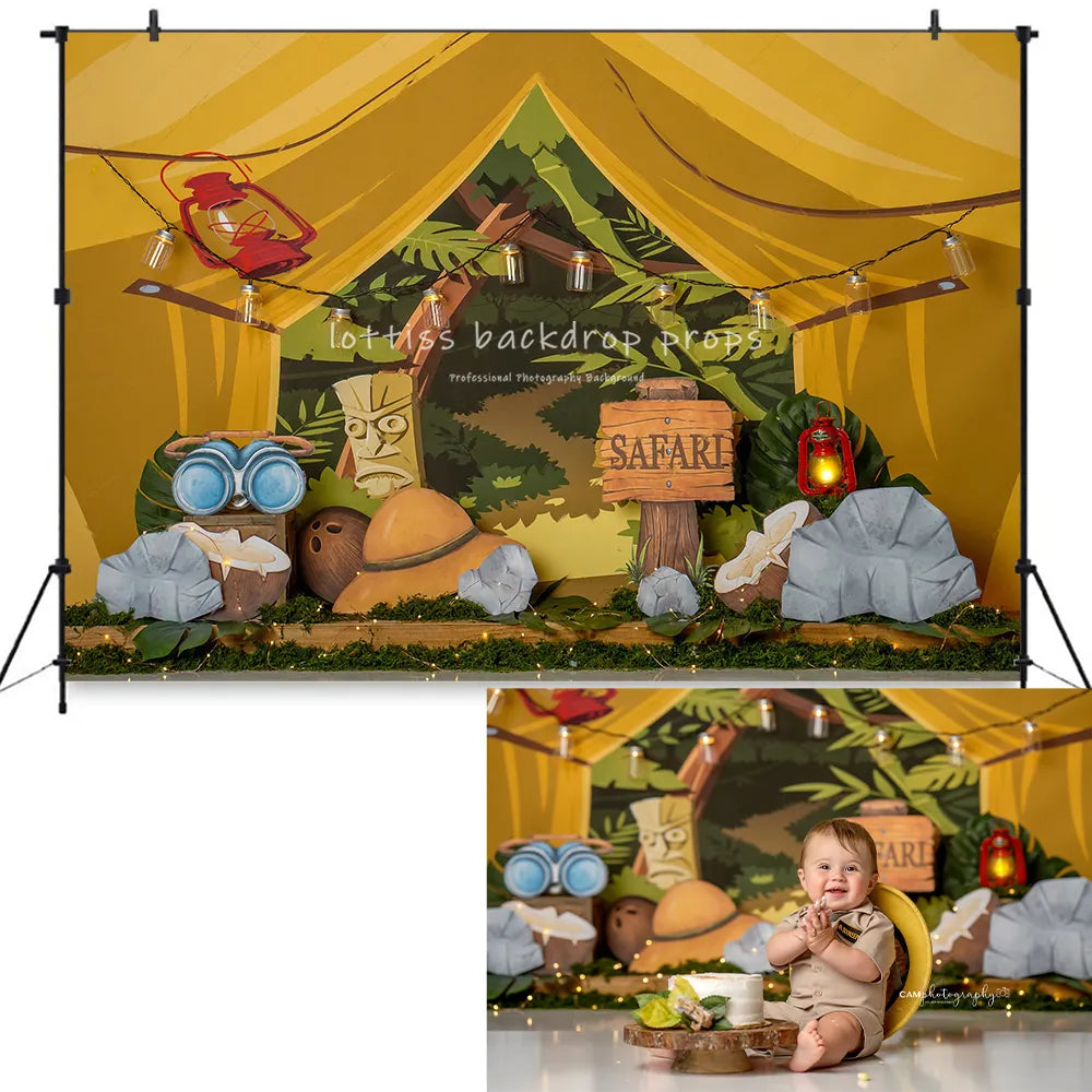 Exploration du Safari toile de fond enfants bébé gâteau Smash photographie enfant adulte Photocall accessoires forêt animaux fond