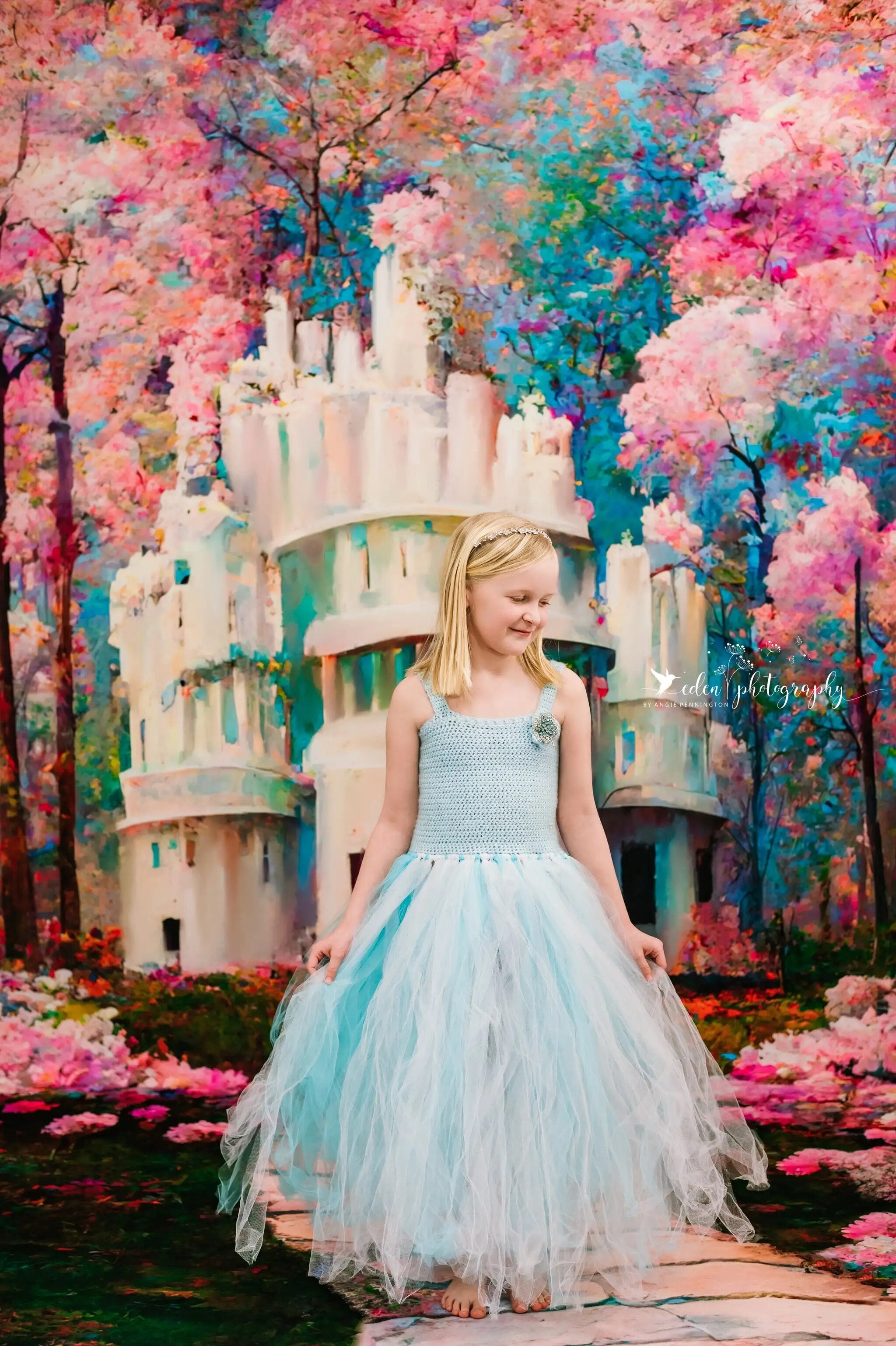 Fantasy Castle Backdrops Floral Road Kids Adult Photography Props Child Baby Birthday Flower Forest Background