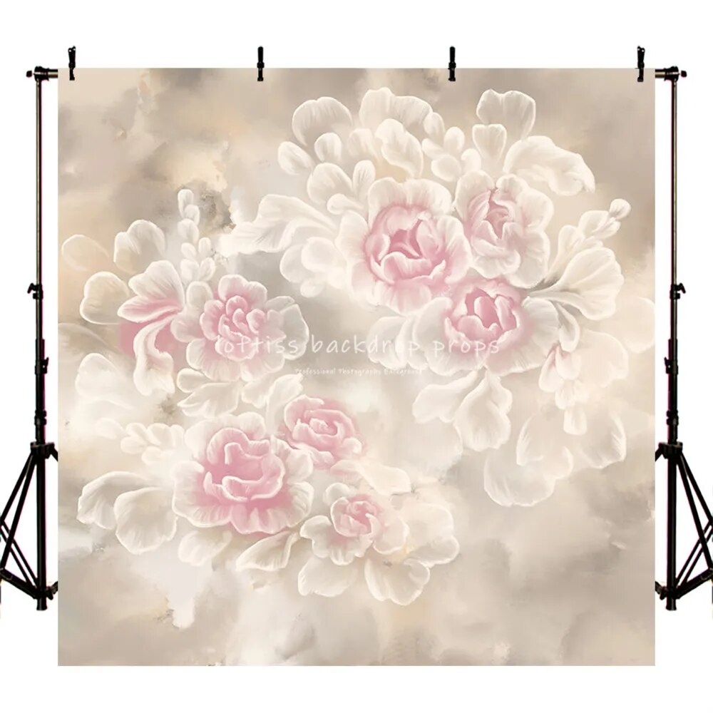 Hand Painting Art Flower Photography Backdrops Adult Photocall Props Child Baby Birthday Photo Yellow Floral Garden Background