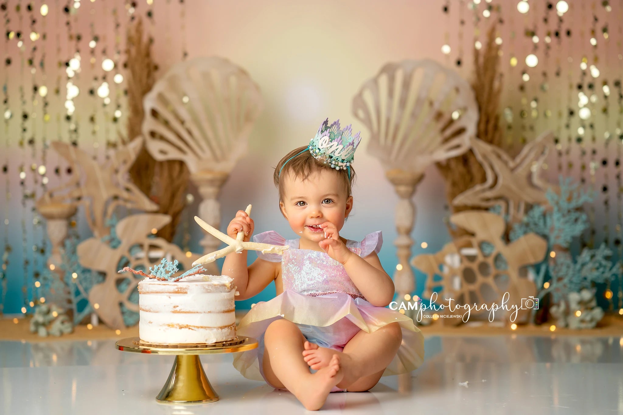 Undersea Beach Backdrop Kids Baby Cake Smash Photography Props Waves Child Girls Adult Birthday Photocall Backgrounds