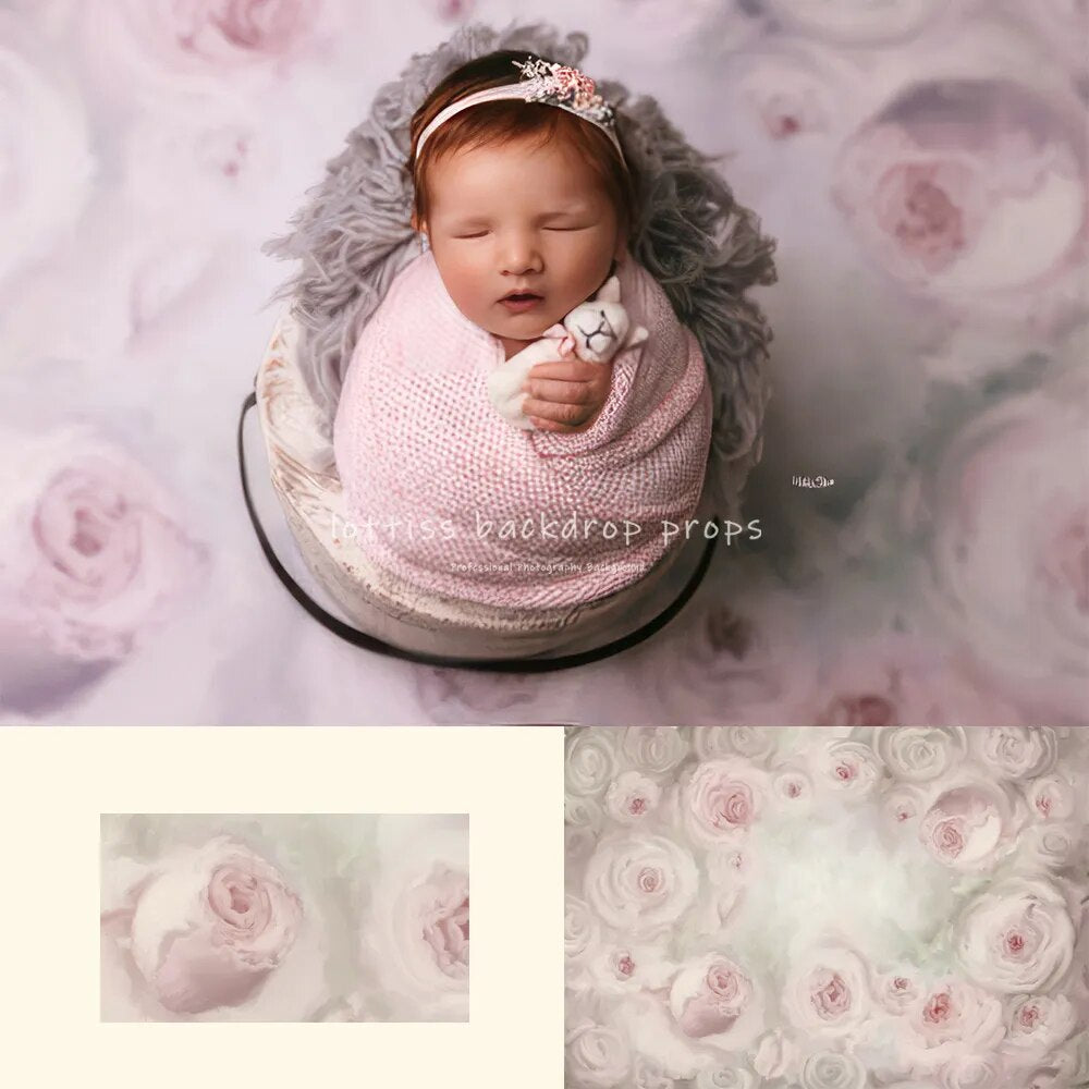 Fine Art Floral Kids Photography Backdrops Baby Child Newborn 1st Birthday Props Abstract Texture Hand Painted Flower Background