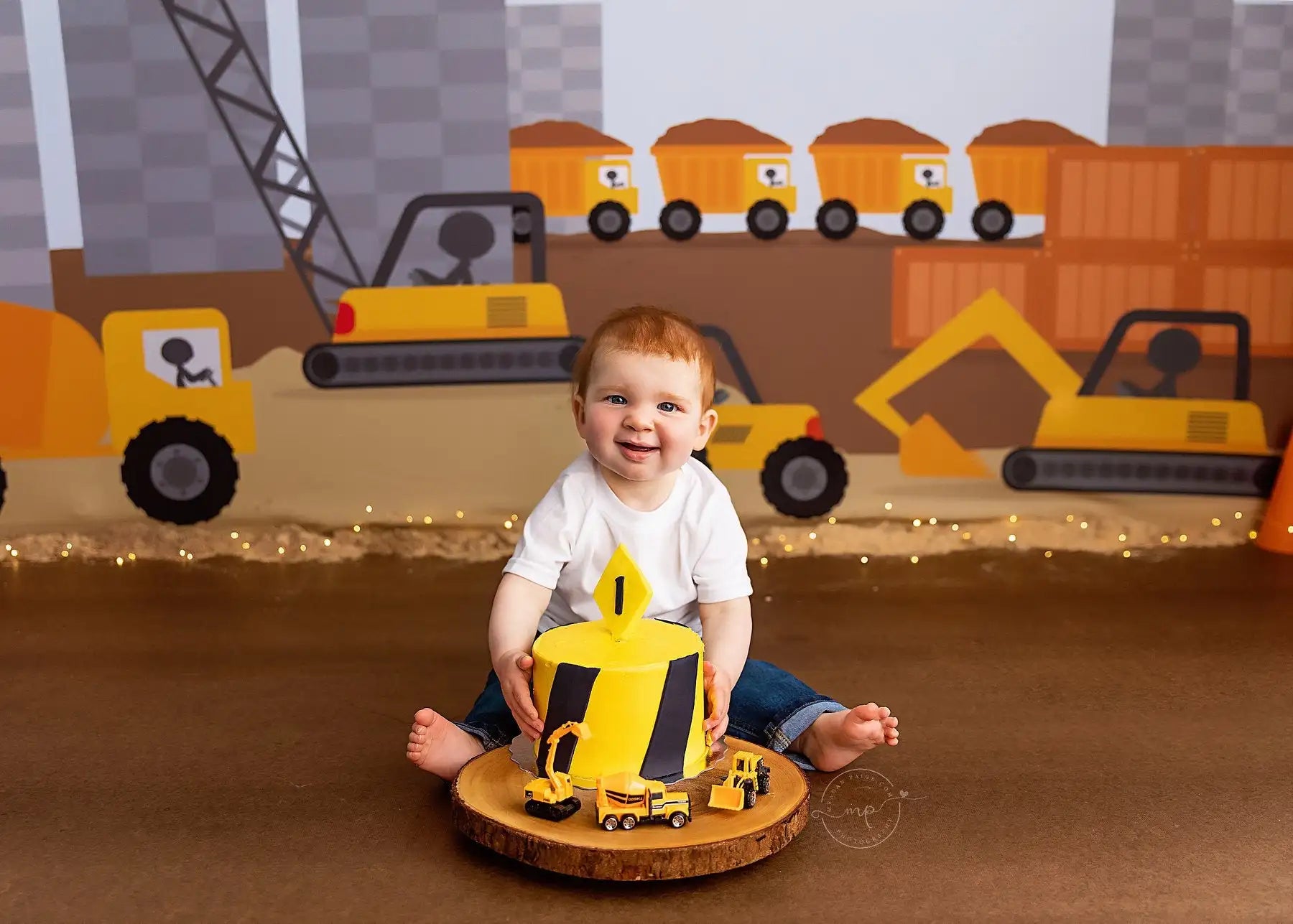 Excavator Backdrop Traffic Theme 1st Birthday Photocall Decors Kids Baby Cake Smash Photography Props Studio Backgrounds