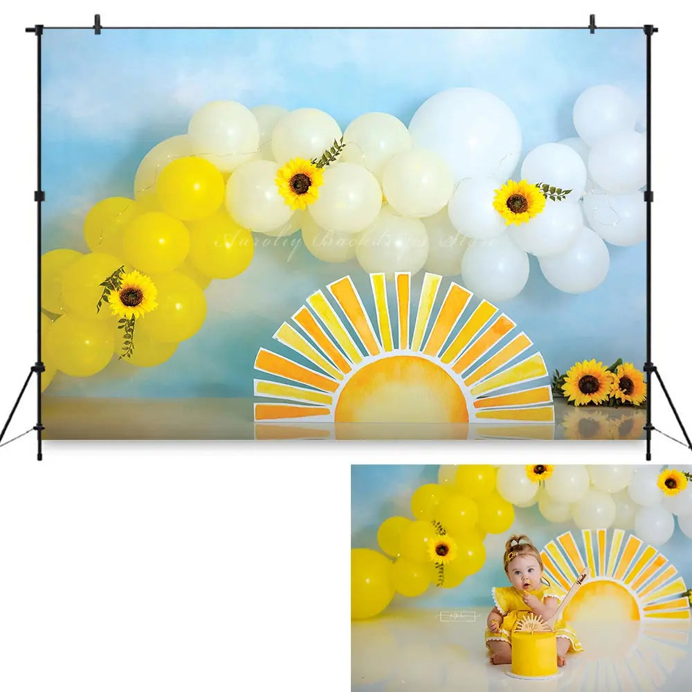 Sunshine Rainbow Photography Backdrop Kids Baby Cake Smash Photocall Decors Fruit Boho Floral Child Adult Birthday Backgrounds