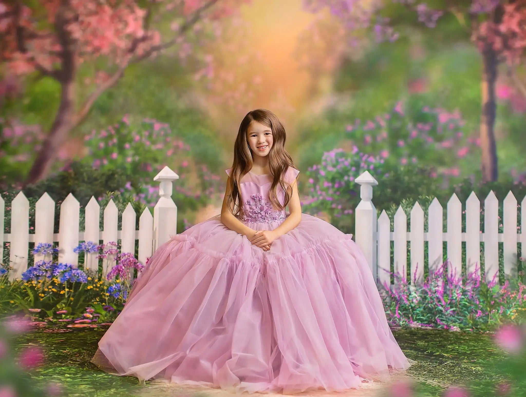 Wonderland Spring Gate Backdrops Kids Girl Photography Props Child Adult Photocall Baby Kids Photocall Floral Garden Background