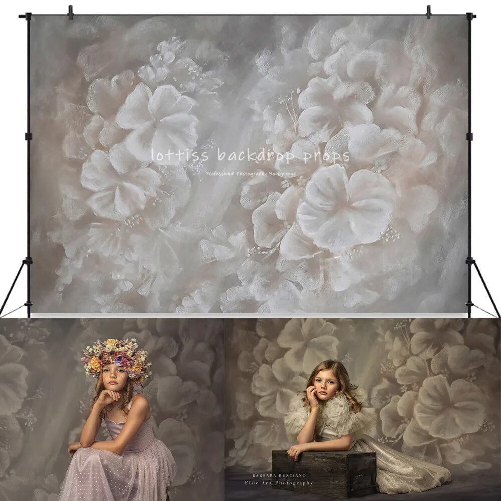 Vintage Oil Painting Flowers Backdrop Faded Flowers Blossom Abstract Texture Pregnant Portrait Baby Shower Wedding Backgrounds